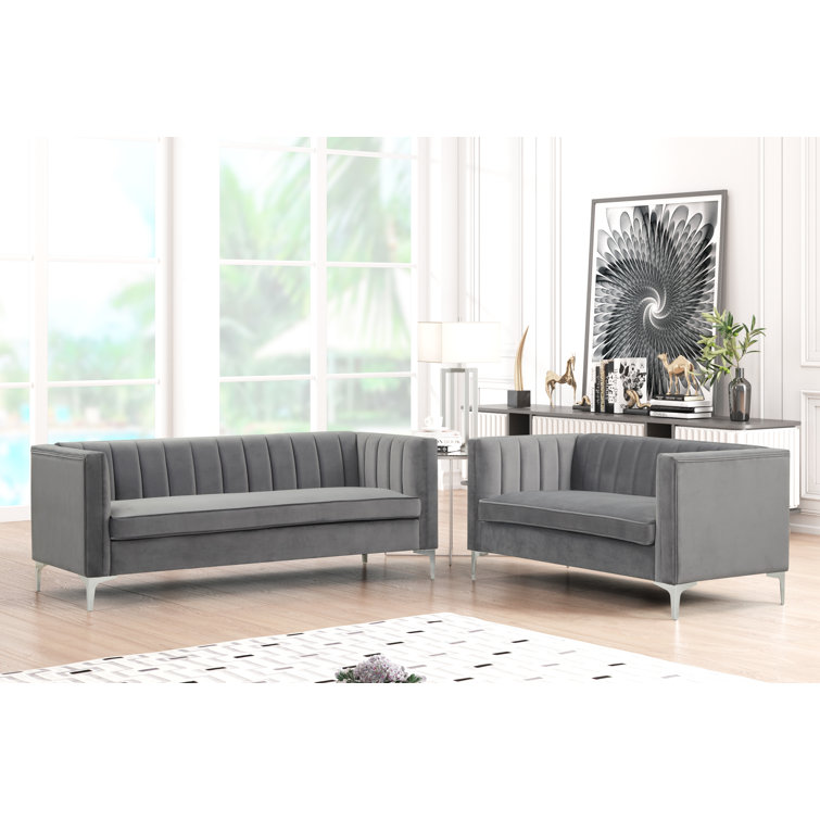 Wayfair grey velvet deals couch